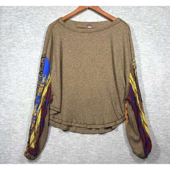 We The Free Womens Boho Knit Top XS Multicolor Patterned Sleeves - Picture 1 of 5